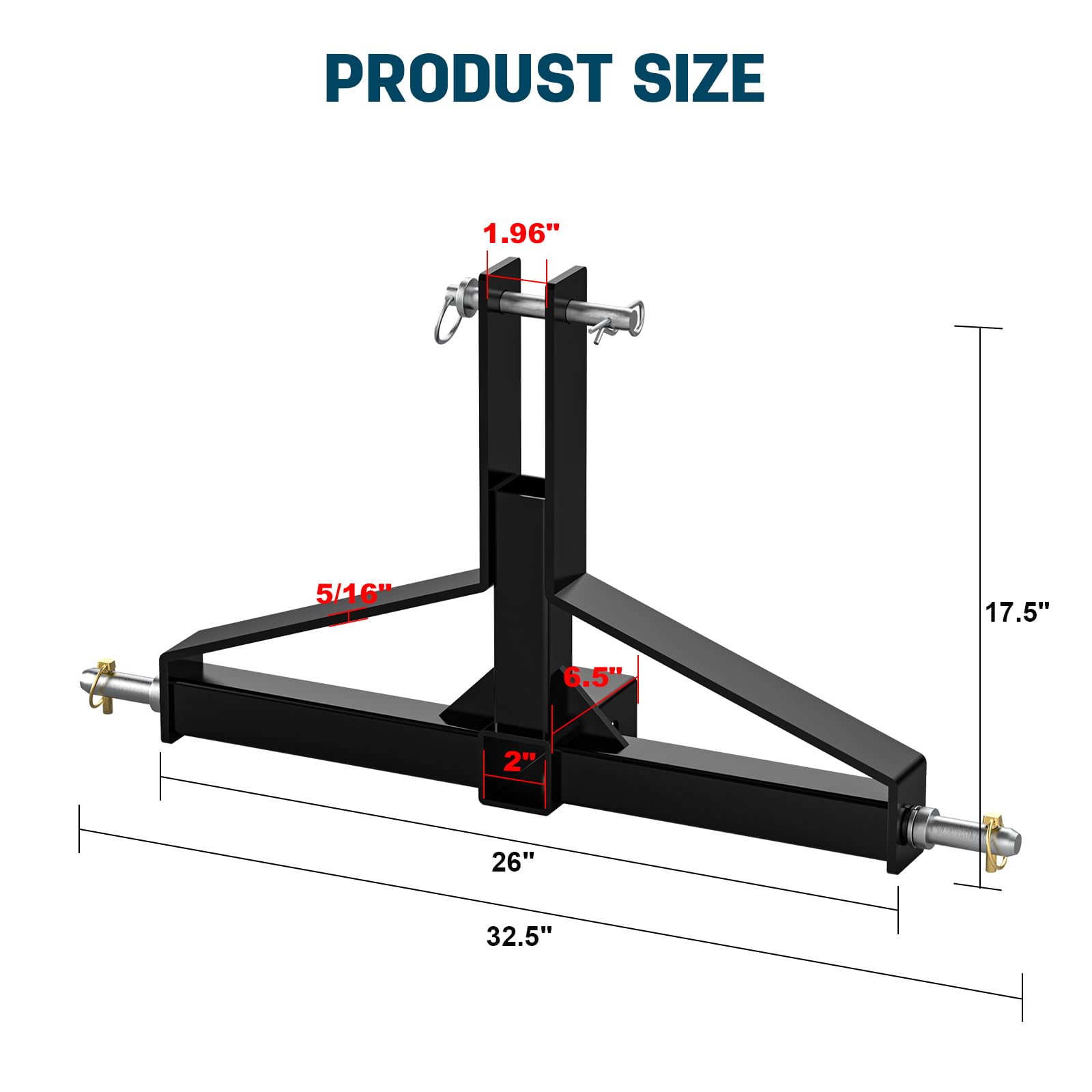 Sulythw 3 Point Hitch 2” Receiver Quick Hitch Compatible, Tractor Mover Drawbar Hitch, 3 Pt Quick Hitch Farm Equipment and Subcompact Trailer Hitch for Tractor Standard Category 1