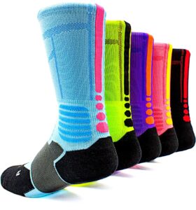 mitvr basketball socks, cushioned athletic sports socks, 5 pack compression crew socks for boy girl men women,a3,large