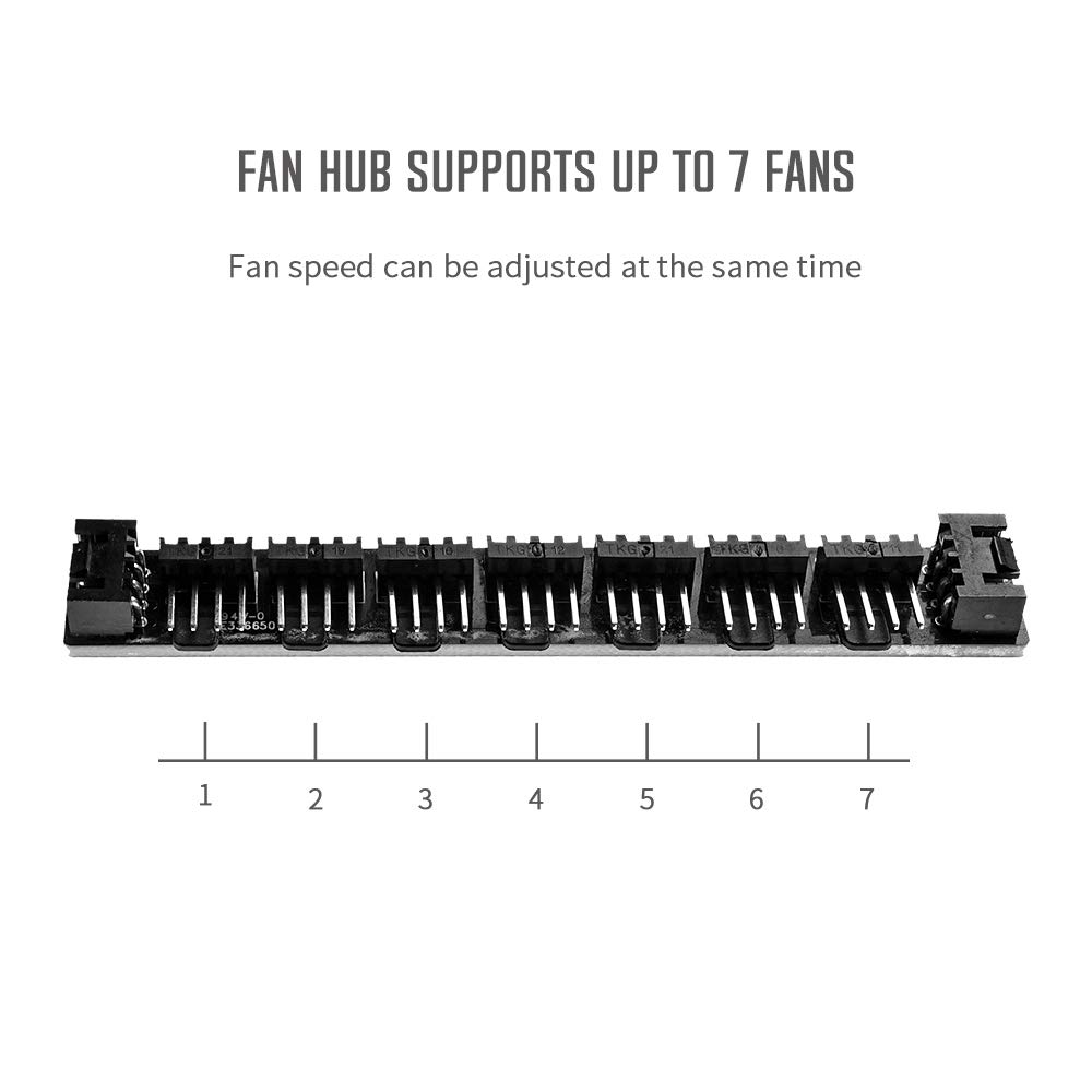 ID-COOLING FH-07 SATA Powered Fan Hub with 7 PWM Ports Hub Splitter for 4-Pin & 3-Pin Computer Internal Fans