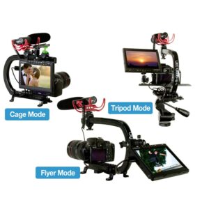 Cam Caddie Scorpion EX MAX Handheld Camera Stabilizer - Pro Steadycam for Most Cameras, Camcorders, Smart Phones and Action Cams - Includes (2) Accessory Shoes + Smartphone/GoPro Adapters - Black