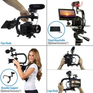 Cam Caddie Scorpion EX MAX Handheld Camera Stabilizer - Pro Steadycam for Most Cameras, Camcorders, Smart Phones and Action Cams - Includes (2) Accessory Shoes + Smartphone/GoPro Adapters - Black