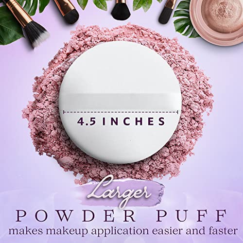 Powder Puffs - Extra Large Jumbo 4.5” - 100% Pure Cotton Soft Fluffy Washable Puff For Makeup Face Body Loose Powder Foundation