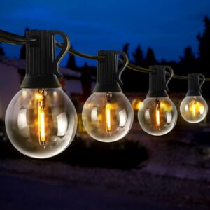 outdoor lights patio 25ft, g40 string led lights waterproof with 25+1pcs spare balcony lights bulbs shatterproof for backyard porch wedding cafe, hanging lights for birthday bbq party