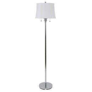 decor therapy twin pull floor lamp, stainless steel