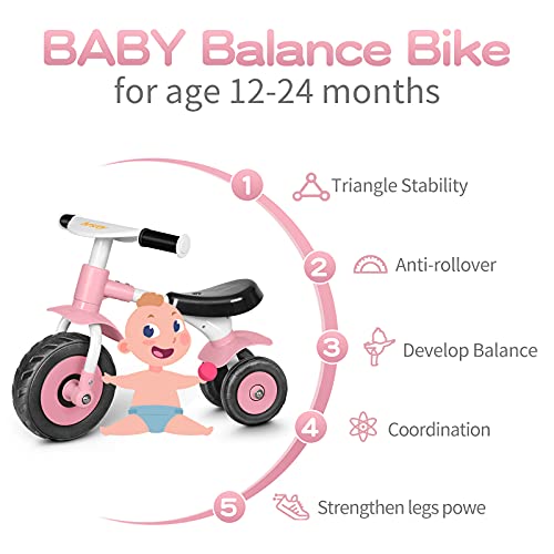 besrey Baby Balance Bike for 1 Year Old, Cute 3 Wheels Toddler Bikes for 12-24 Months, Baby Bicycle for Boy Girl Walker