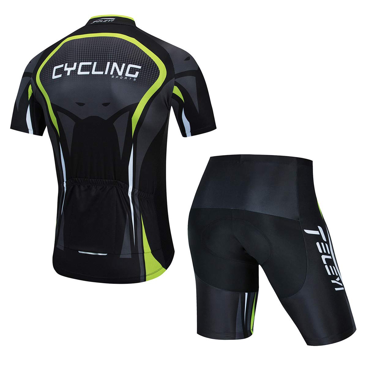 Cycling Jersey Sets Men Bike Top Mountain Bicycle Jersey Shorts Suit Cycle Shirt Road MTB Bicycle Outdoor Sports Clothing Summer Green Black XXL