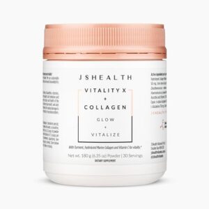 jshealth vitamins vitality x + collagen - beauty powder supplement with aloe vera silica and vitamins c & e to nourish hair skin and nails (180g)