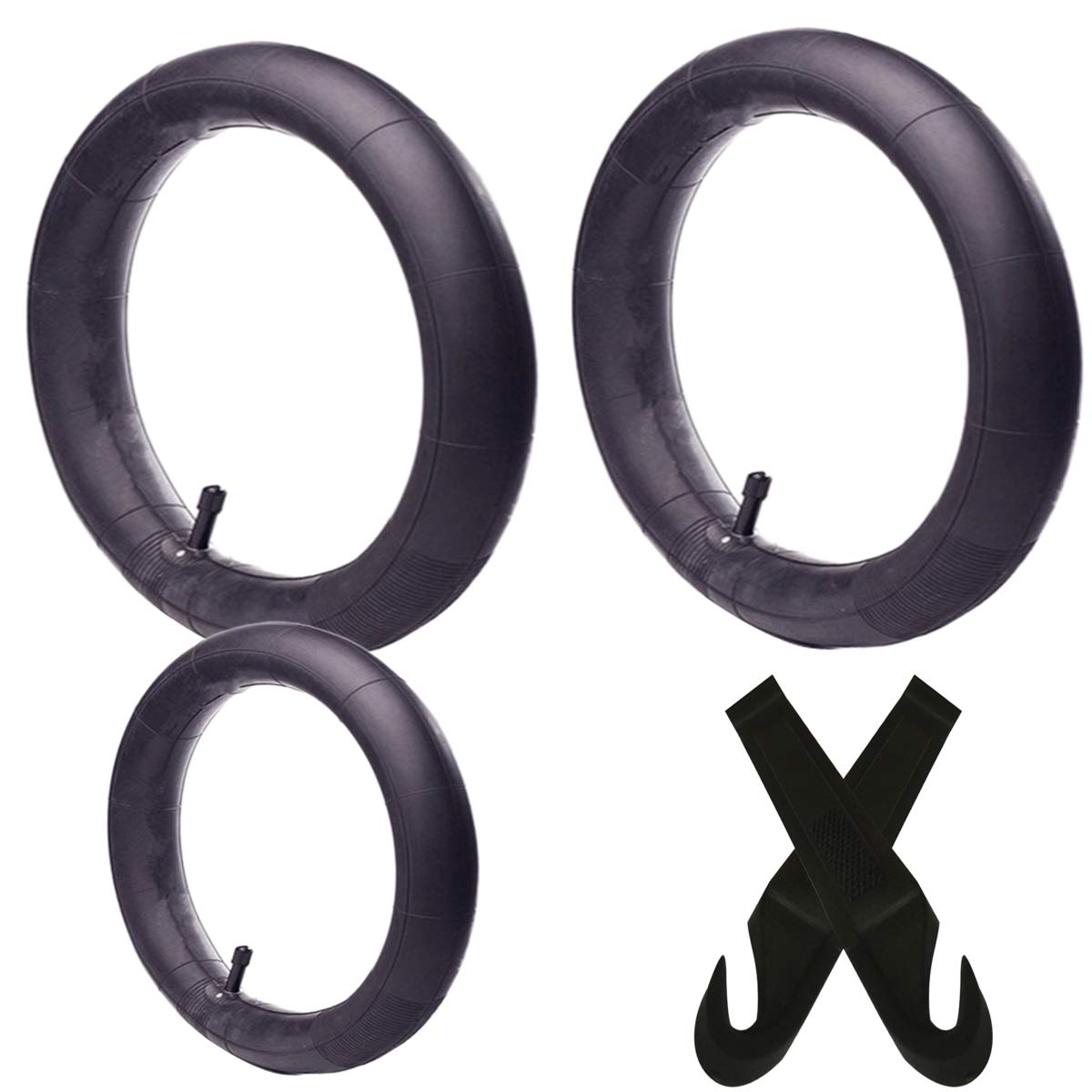 LAXEEM 2Pcs 16'' x 1.75/1.95/2.125 Back Stroller Replacement Inner Tire and 1Pc 12 '' x 1.75/1.95 Front Wheel Replacement Inner Tube with 2 Crowbars Fit Most of Strollers