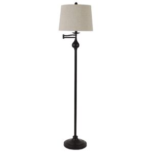 decor therapy tina floor lamp with swing arm and ball accent, bronze - pl4376