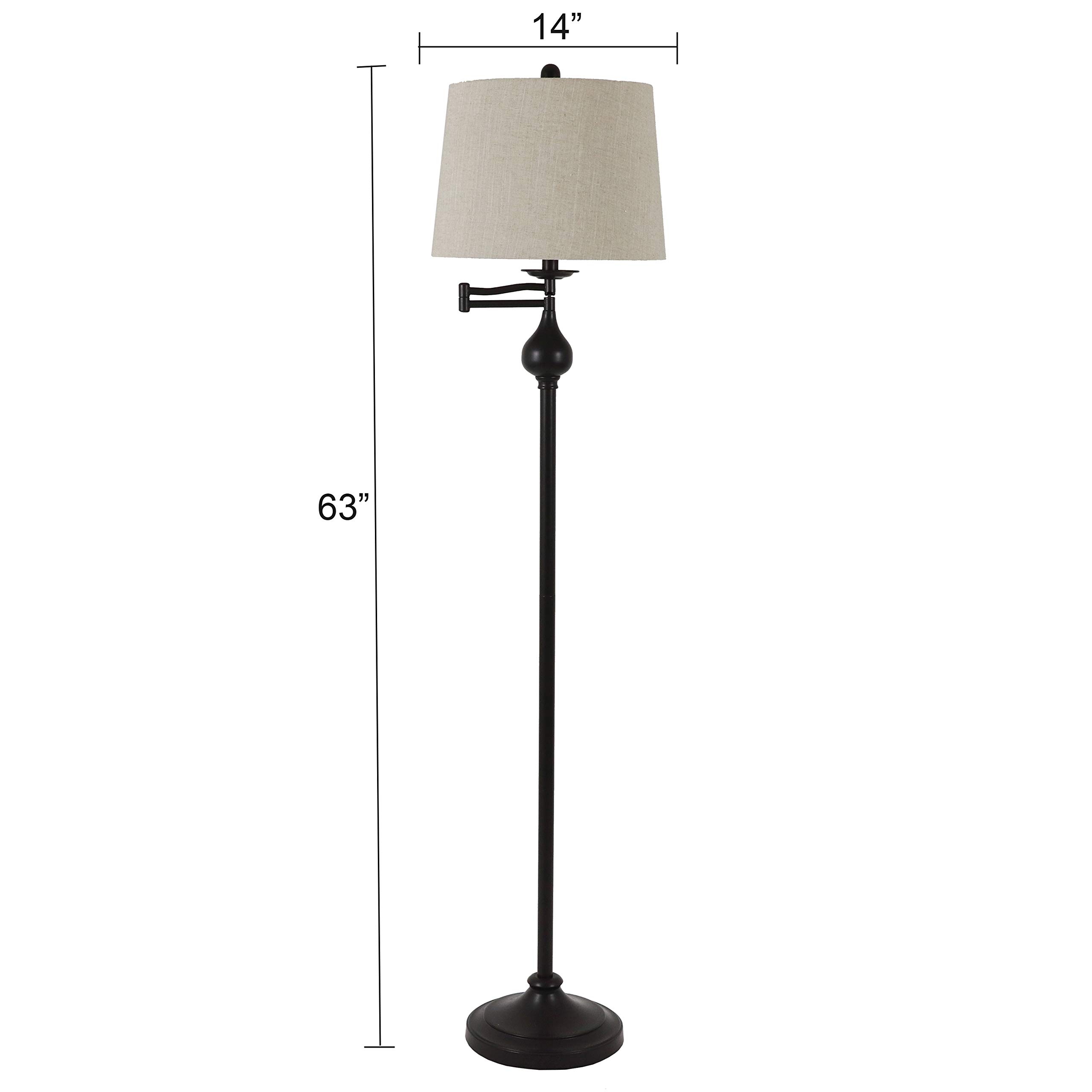 Decor Therapy Tina Floor Lamp with Swing Arm and Ball Accent, Bronze - PL4376