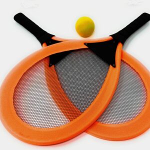 Kids Racket Ball Set Random Colors - Starter Kit Racquetball Set for Beginners Includes 2 Plastic Rackets and 1 Ball. Teach Young Children to Play Tennis Games at Beach Pool Lawn Backyard