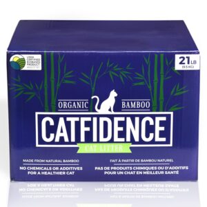 the original poop bags® cat litter - catfidence® organic bamboo unscented, dust free kitty litter - long lasting odor control & fast drying cat litter for multi-cats - (21lb cat litter)