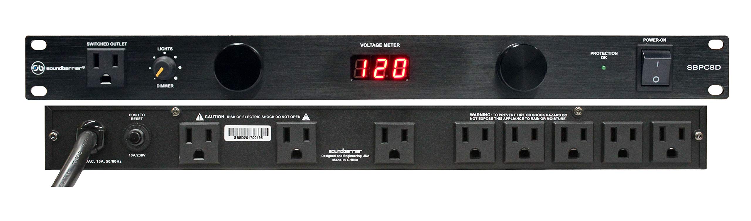 Sound Barrier SBPC8D 9 Outlet Power Conditioner & Surge Protector with LED Voltmeter & Dual LED Lights