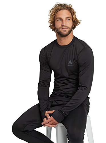 Burton Mens' Lightweight X Base Layer Crewneck Top (US, Alpha, Large, Regular, Regular, True Black)