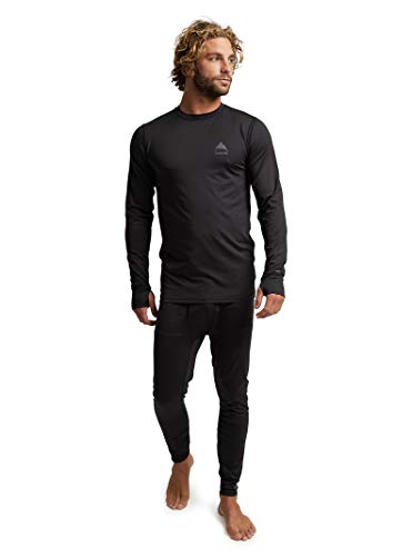 Burton Mens' Lightweight X Base Layer Crewneck Top (US, Alpha, Large, Regular, Regular, True Black)