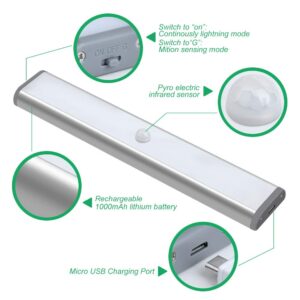 Under Cabinet Lights,Under Counter Lights for Kitchen, Under Cabinet Lighting,Motion Sensor Closet Light Rechargeable Wireless 20-LED Kitchen Under Counter Lighting Magnetic Closet Lighting (3Pack)