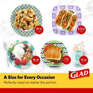 Glad Square Disposable Paper Plates with Gray Victorian Print|Soak /Cut-Proof, Microwaveable Heavy Duty, Disposable , 7 Inches, 50 Count|Square Party plates Bulk