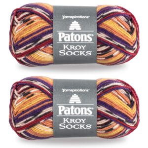 patons kroy socks yarn, 2-pack, sunset stripes