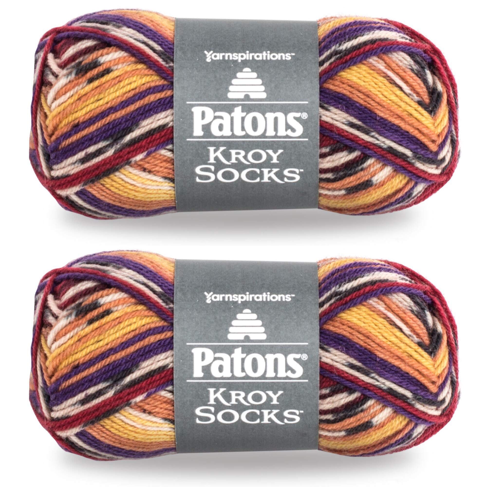 Patons Kroy Socks Yarn, 2-Pack, Sunset Stripes