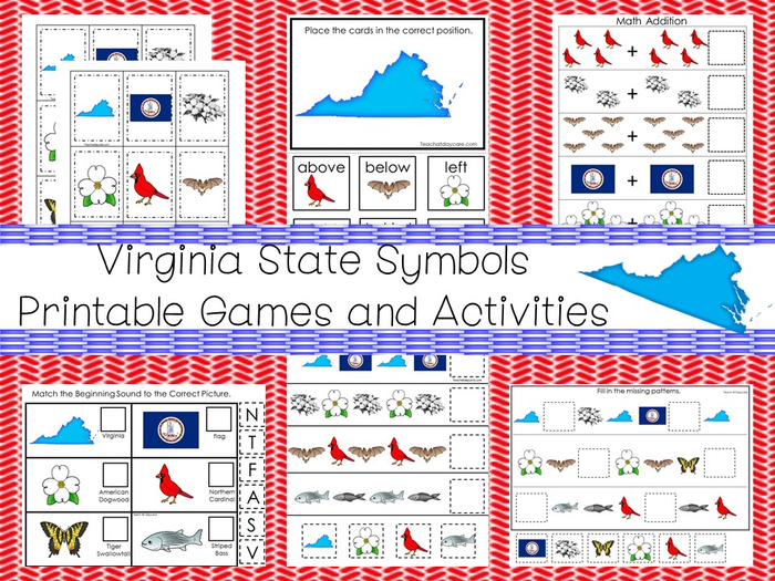 30 Printable Virginia State Symbols themed Games and Activities