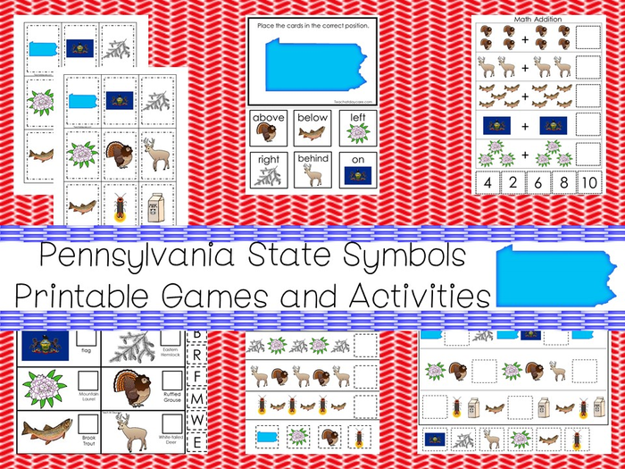 30 Printable Pennsylvania State Symbols themed Games and Activities