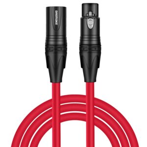 DREMAKE XLR Instrument Microphone Audio Extension Cord 6FT Balanced 3 Pin XLR Male to XLR Female Mic Cable - Red