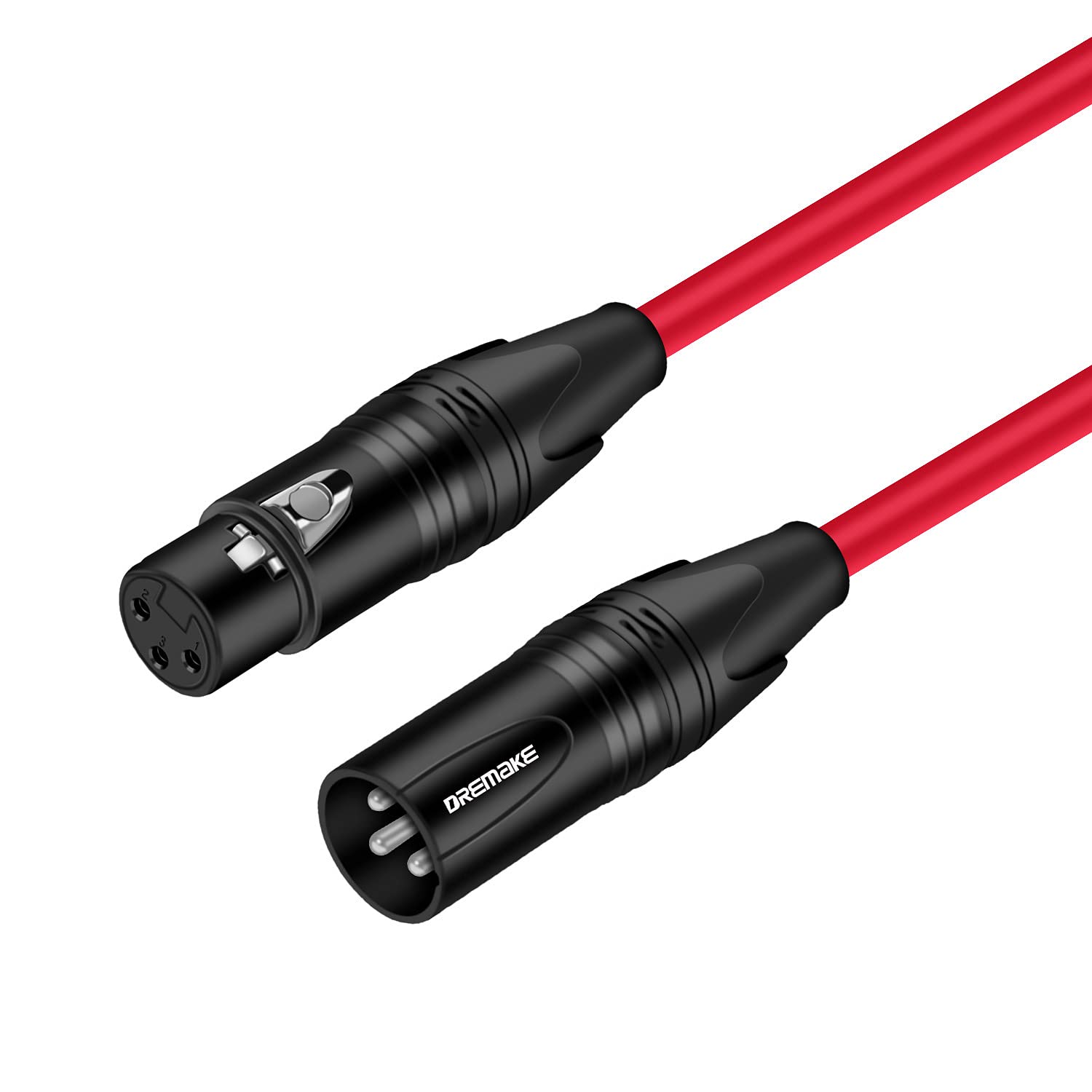 DREMAKE XLR Instrument Microphone Audio Extension Cord 6FT Balanced 3 Pin XLR Male to XLR Female Mic Cable - Red