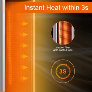 Electric Space Heaters for Indoor Use Large Room, Infrared Heater w/Remote, Auto Shut Off, 500/1000/1500W Radiant Heater, Super Quiet 3s Instant Warm Vertical Indoor space heaters, Patio Heater