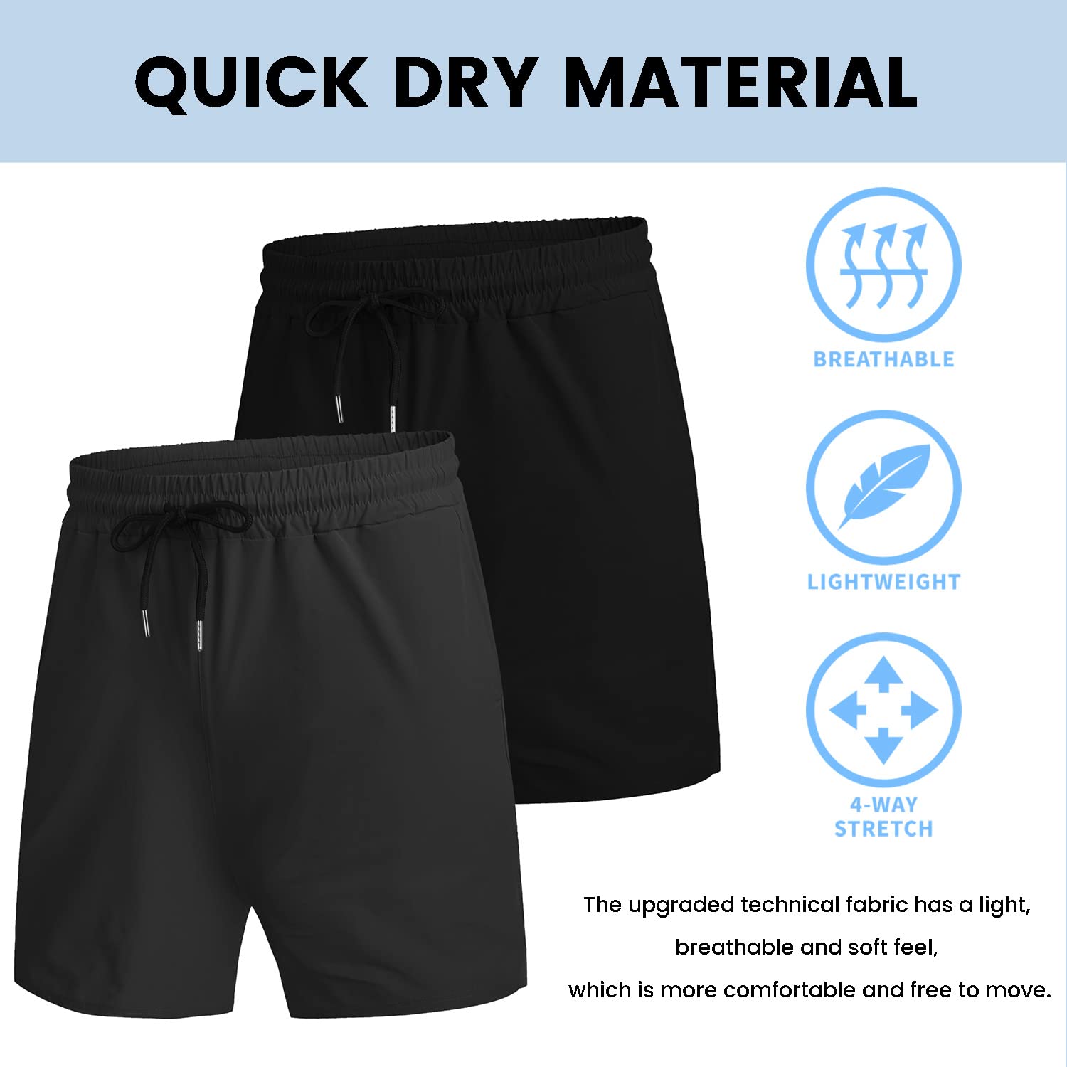 COOFANDY Men's 2 Pack Gym Workout Shorts 7 Inch Quick Dry Athletic Shorts Lightweight Running Shorts with Pockets Black/Dark Grey