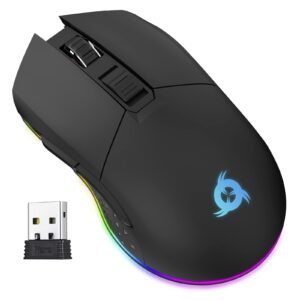 klim blaze rechargeable wireless gaming mouse rgb new 2024 - high-precision sensor and long-lasting battery - 7 customizable buttons - up to 10000 dpi - wired & wireless mouse for pc mac & ps4 ps5