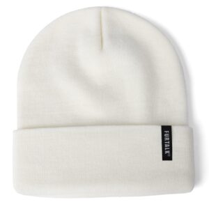 furtalk womens knit beanie hat acrylic winter hats for women men soft warm unisex cuffed beanie cream white