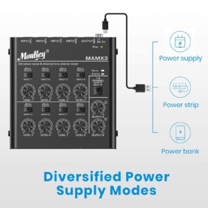 Moukey Audio Mixer Line Mixer, DC 5V, 8-Stereo Ultra, Low Noise 8-Channel for Sub-Mixing, for Small Clubs or Bars, As Guitars, Bass, Keyboards Mixer, 2022 New Version-MAMX3