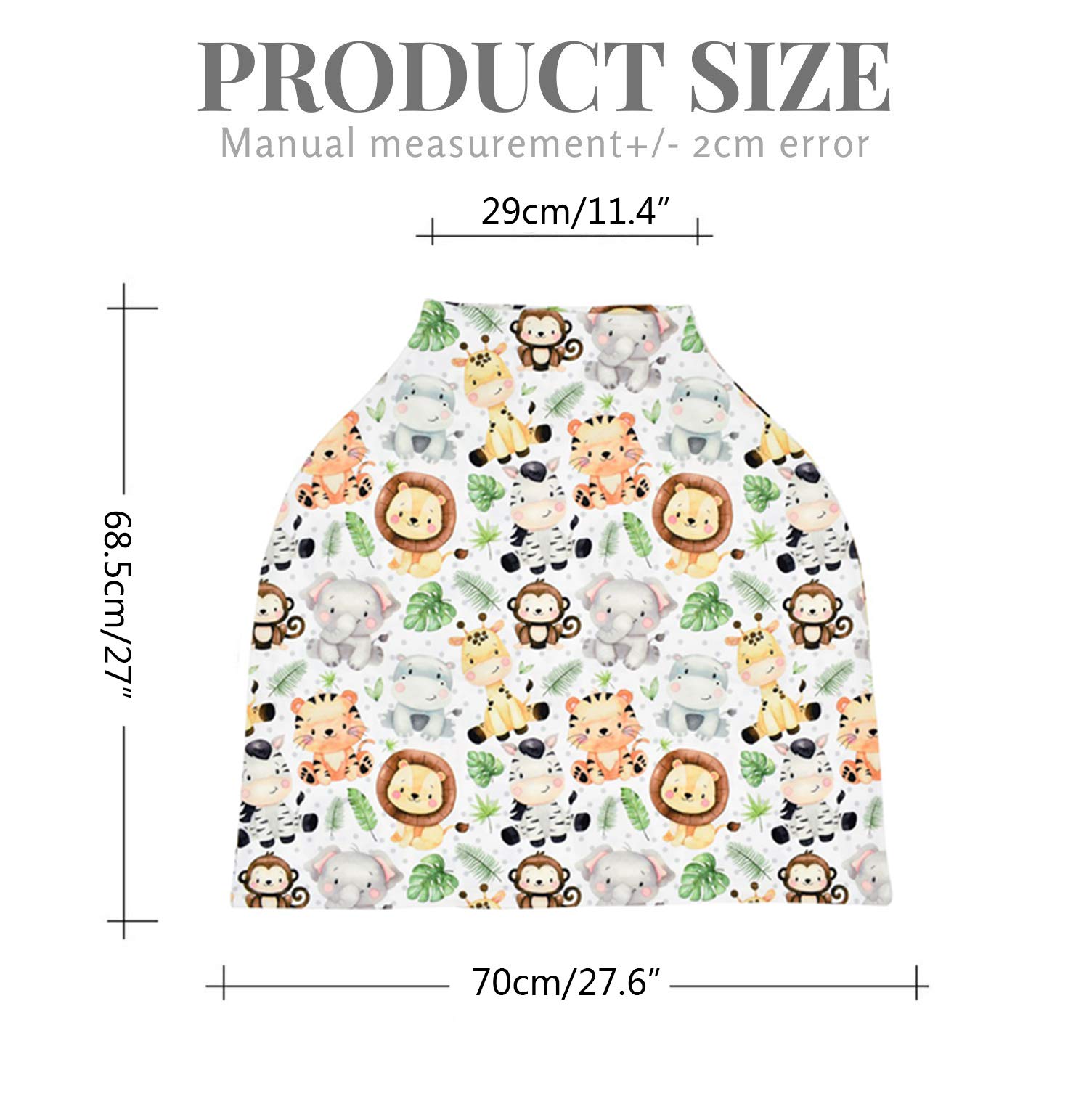 Terriboo Nursing Cover for Newborn Breastfeeding Multi Use Infant Stroller Canopy Unisex Baby Car Seat Cover High Chair Cover Shopping Cart Cover for Baby Boy and Girl (Zoo)