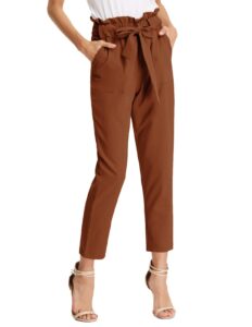 grace karin women's petite skinny dress pants for office work career pants lightweight slim-fit s brown