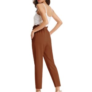 GRACE KARIN Women's Petite Skinny Dress Pants for Office Work Career Pants Lightweight Slim-Fit S Brown