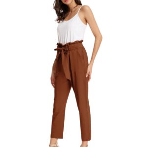 GRACE KARIN Women's Petite Skinny Dress Pants for Office Work Career Pants Lightweight Slim-Fit S Brown