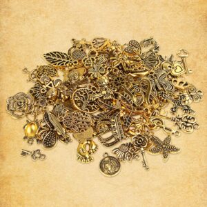 SANNIX 220Pcs Bracelet Charms Assorted Gold Plated Enamel Charms Necklace Bracelet Earrings Charm for DIY Jewelry Making Crafts