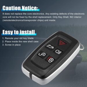 X AUTOHAUX Car Replacement Key Fob Shell Case Black for Land for Rover 2010 2011 2012 2013 2014 2015