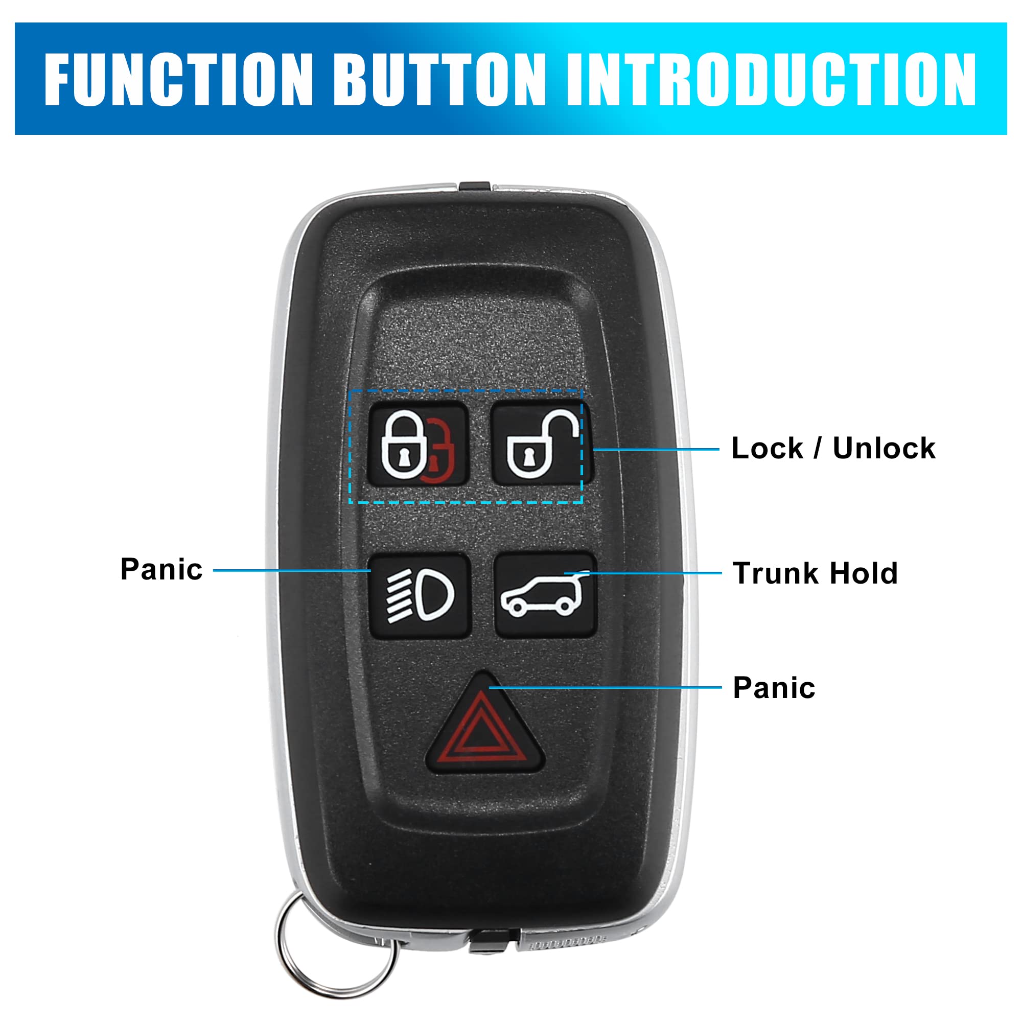 X AUTOHAUX Car Replacement Key Fob Shell Case Black for Land for Rover 2010 2011 2012 2013 2014 2015