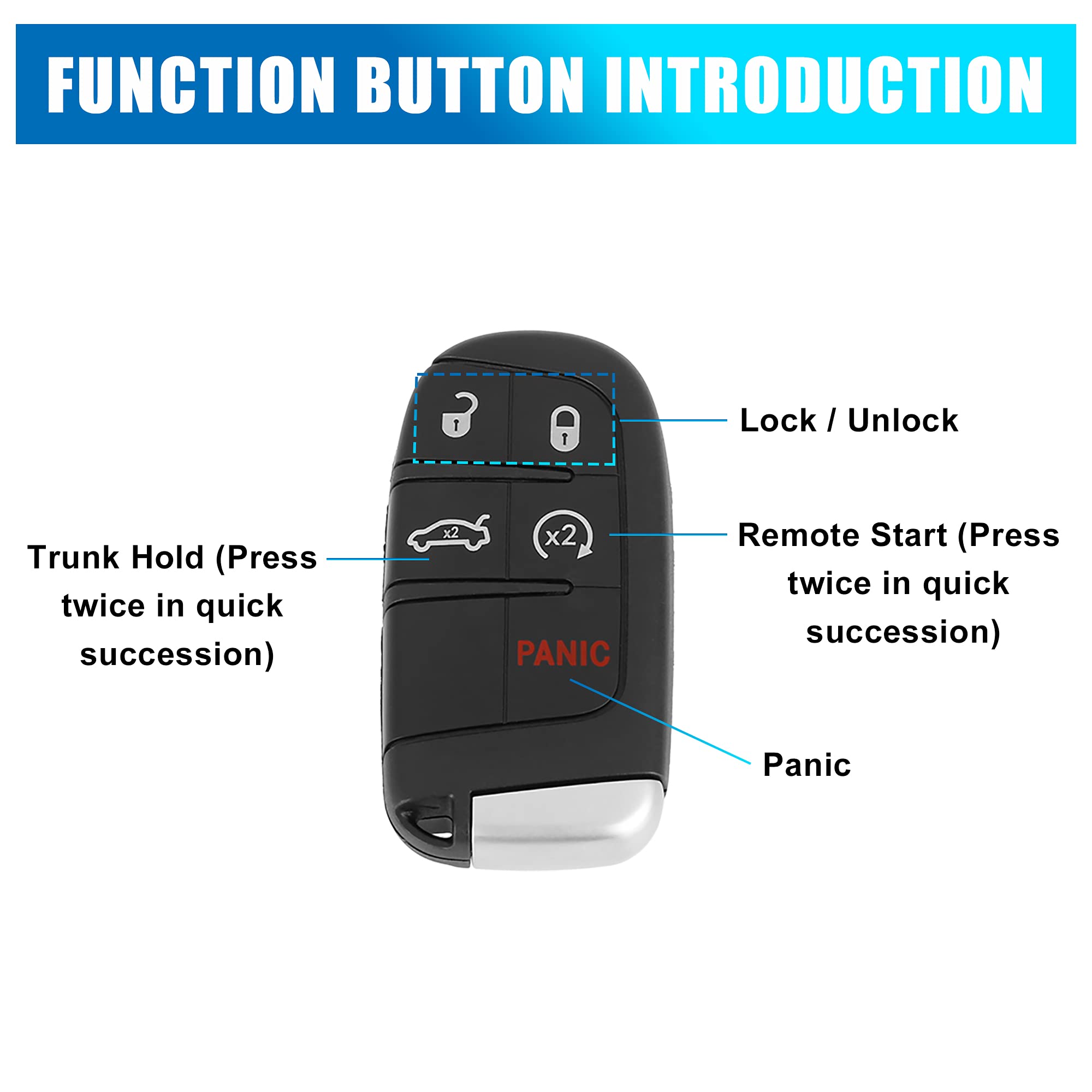 X AUTOHAUX New Car Replacement Key Fob Shell Case Black M3N-40821302 for Dodge Journey 2012-2016 Dart 2013-2016 Challenger 2012-2014 Durango 2012-2014 Charger 2012-2014 for Chrysler 300 12-14