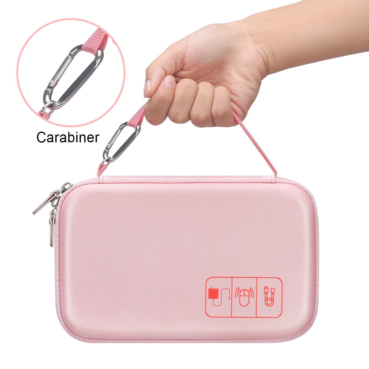 Canboc Hard Travel Electronic Organizer Case for MacBook Power Adapter Charger Cable Apple Magic Mouse Power Bank Apple Pencil USB Flash Disk SD Card Small Portable Accessories Tech Bag, Rose Gold