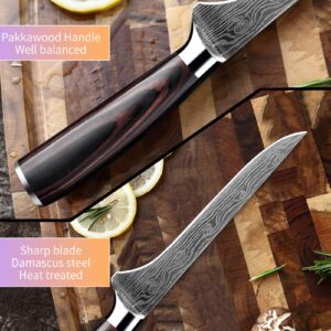 KEPEAK Boning Knife 6 Inch, Fillet Knives High Carbon Steel and Pakkawood Handle for Meat, Fish, Poultry, Chicken Chef Kitchen Knife