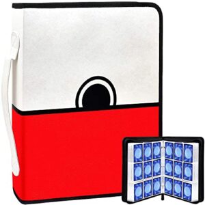 card binder for pm trading cards, 720 pocket cards sleeves holder album, carrying storage collector cover for tcg, c.a.h, baseball cards with 40 premium 18-pocket sheets red