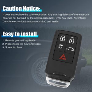 X AUTOHAUX Car Keyless Remote Key Fob Shell Case PG788A for Volvo XC60 2010-2013 5 Key Button Black