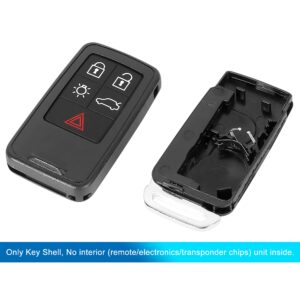 X AUTOHAUX Car Keyless Remote Key Fob Shell Case PG788A for Volvo XC60 2010-2013 5 Key Button Black