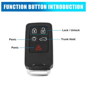 X AUTOHAUX Car Keyless Remote Key Fob Shell Case PG788A for Volvo XC60 2010-2013 5 Key Button Black