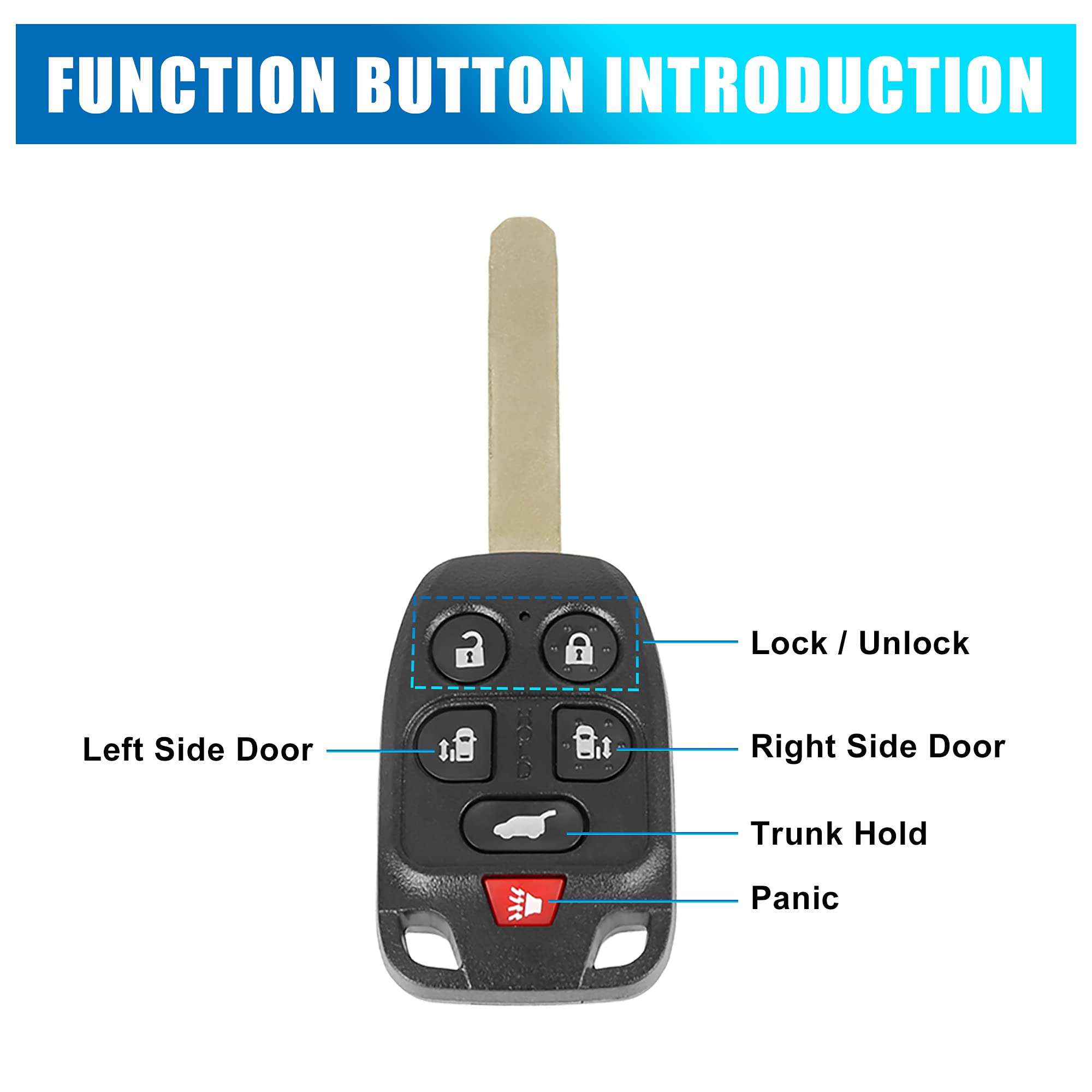 X AUTOHAUX New Car Replacement Keyless Remote Key Fob Shell Case Black N5F-A04TAA for Honda Odyssey 2011-2013