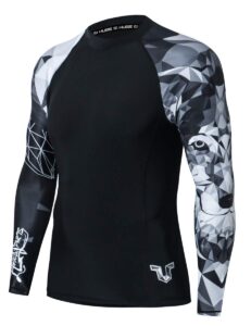 adoreism quick-dry men's long sleeve rash guard upf 50+ compression swim shirt (wolf, xl)