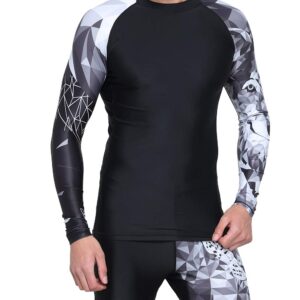 ADOREISM Quick-Dry Men's Long Sleeve Rash Guard UPF 50+ Compression Swim Shirt (Wolf, XL)