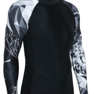 ADOREISM Quick-Dry Men's Long Sleeve Rash Guard UPF 50+ Compression Swim Shirt (Wolf, XL)